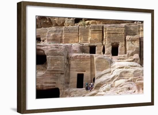 Necropolis at Petra, Jordan, 10th A.D. Burial Chambers Carved into the Rocks-Andrea Jemolo-Framed Photo