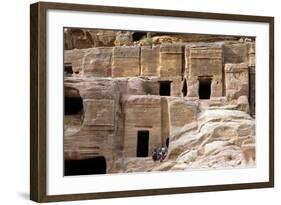 Necropolis at Petra, Jordan, 10th A.D. Burial Chambers Carved into the Rocks-Andrea Jemolo-Framed Photo