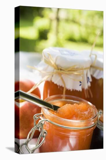 Nectarine Jam in Jars on Table in the Open Air-Eising Studio - Food Photo and Video-Stretched Canvas