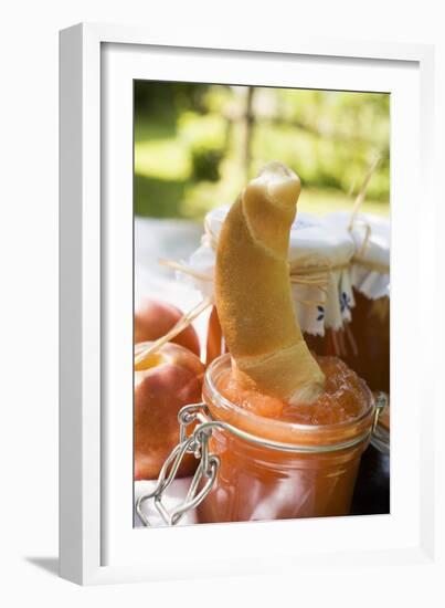 Nectarine Jam with Croissant on Table in the Open Air-Eising Studio - Food Photo and Video-Framed Photographic Print