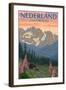 Nederland, Colorado - Bears and Spring Flowers-Lantern Press-Framed Art Print