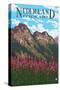 Nederland, Colorado - Fireweed and Mountains-Lantern Press-Stretched Canvas