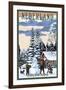 Nederland, Colorado - Snowman Scene-Lantern Press-Framed Art Print