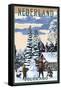 Nederland, Colorado - Snowman Scene-Lantern Press-Framed Stretched Canvas