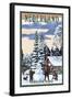 Nederland, Colorado - Snowman Scene-Lantern Press-Framed Art Print
