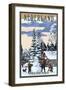 Nederland, Colorado - Snowman Scene-Lantern Press-Framed Art Print