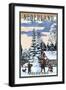 Nederland, Colorado - Snowman Scene-Lantern Press-Framed Art Print