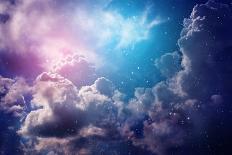 Space of Night Sky with Cloud and Stars.-nednapa-Photographic Print