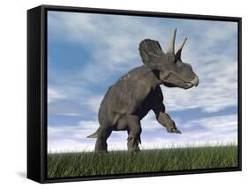 Nedoceratops Dinosaur Grazing in Grassy Field-null-Framed Stretched Canvas