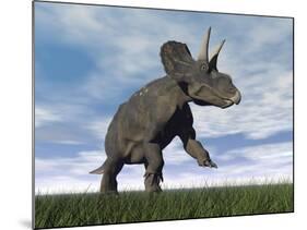 Nedoceratops Dinosaur Grazing in Grassy Field-null-Mounted Art Print