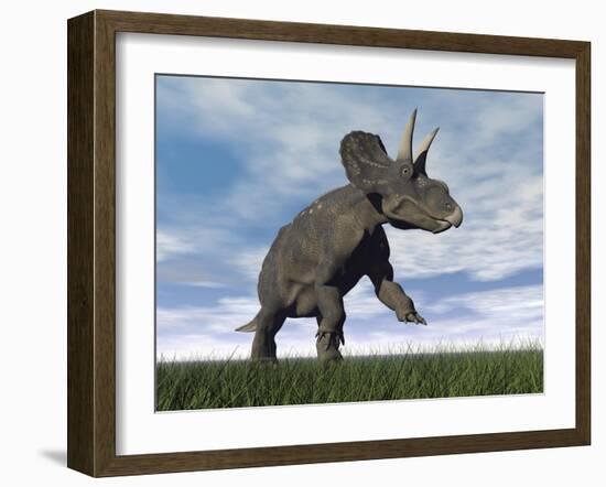 Nedoceratops Dinosaur Grazing in Grassy Field-null-Framed Art Print