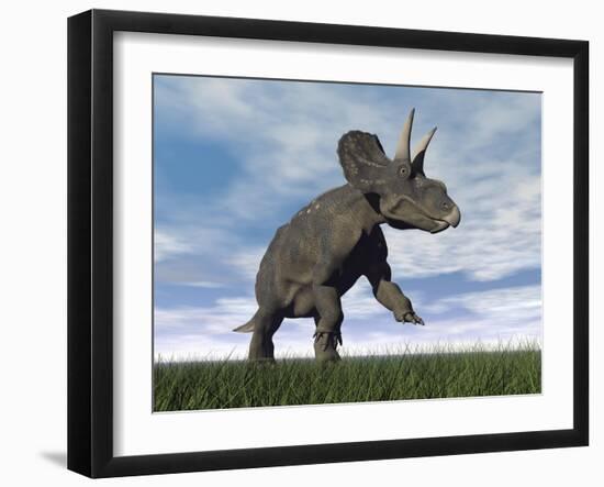 Nedoceratops Dinosaur Grazing in Grassy Field-null-Framed Art Print