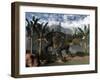 Nedoceratops Roaring While Among Onychiopsis Trees-Stocktrek Images-Framed Art Print