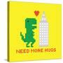 Need More Hugs T-Rex and Skyscraper-dmitriylo-Stretched Canvas