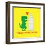 Need More Hugs T-Rex and Skyscraper-dmitriylo-Framed Art Print