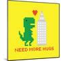 Need More Hugs T-Rex and Skyscraper-dmitriylo-Mounted Art Print