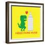 Need More Hugs T-Rex and Skyscraper-dmitriylo-Framed Art Print