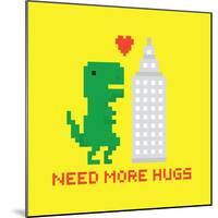 Need More Hugs T-Rex and Skyscraper-dmitriylo-Mounted Art Print