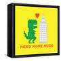 Need More Hugs T-Rex and Skyscraper-dmitriylo-Framed Stretched Canvas