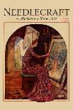 Victorian Girl Does Needlepoint Portrait-Needlecraft Magazine-Art Print