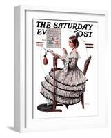 "Needlepoint" Saturday Evening Post Cover, March 1,1924-Norman Rockwell-Framed Giclee Print