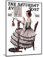 "Needlepoint" Saturday Evening Post Cover, March 1,1924-Norman Rockwell-Mounted Giclee Print