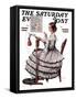 "Needlepoint" Saturday Evening Post Cover, March 1,1924-Norman Rockwell-Framed Stretched Canvas