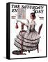 "Needlepoint" Saturday Evening Post Cover, March 1,1924-Norman Rockwell-Framed Stretched Canvas