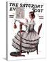 "Needlepoint" Saturday Evening Post Cover, March 1,1924-Norman Rockwell-Stretched Canvas