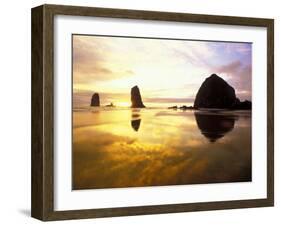 Needles and Haystack at Sunset, Cannon Beach, Oregon, USA-Darrell Gulin-Framed Photographic Print