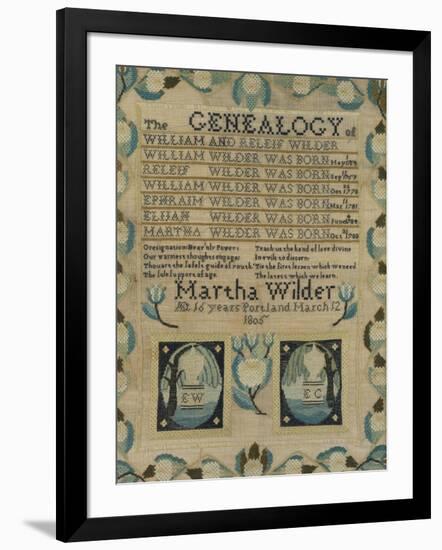 Needlework Sampler. Portland, Maine, 1805-Martha Wilder-Framed Giclee Print