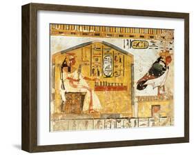 Nefertari Playing Senet, Detail of a Wall Painting from the Tomb of Queen Nefertari, New Kingdom-null-Framed Giclee Print