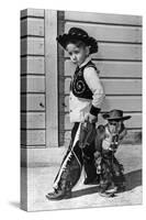 Neg:64518Pl Un Jeune Cow Boy Et Le Singe Savant Au Far West Le 27 Septembre 1960-null-Stretched Canvas