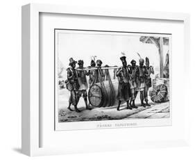 Negres Cangueiros' - Black Porters Carry a Cask, Engraved by Thierry Freres (Fl.1827-45), 1835-Jean Baptiste Debret-Framed Giclee Print