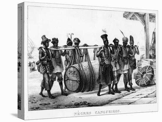 Negres Cangueiros' - Black Porters Carry a Cask, Engraved by Thierry Freres (Fl.1827-45), 1835-Jean Baptiste Debret-Stretched Canvas