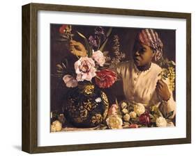 Negress with Peonies, 1870-Frederic Bazille-Framed Giclee Print