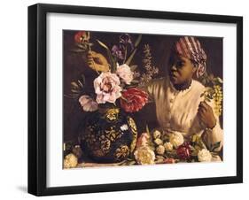 Negress with Peonies, 1870-Frederic Bazille-Framed Giclee Print