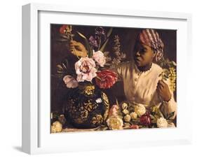 Negress with Peonies, 1870-Frederic Bazille-Framed Giclee Print