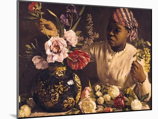 Negress with Peonies, 1870-Frederic Bazille-Mounted Giclee Print