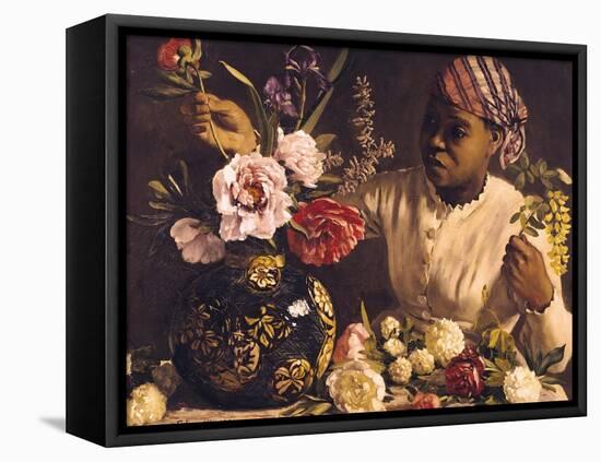 Negress with Peonies, 1870-Frederic Bazille-Framed Stretched Canvas