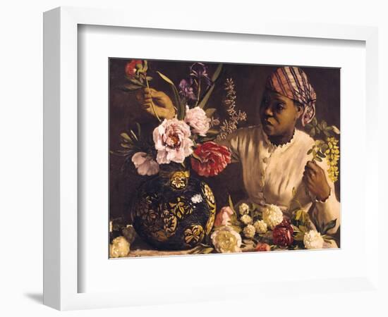 Negress with Peonies, 1870-Frederic Bazille-Framed Giclee Print