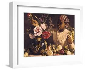 Negress with Peonies, 1870-Frederic Bazille-Framed Giclee Print