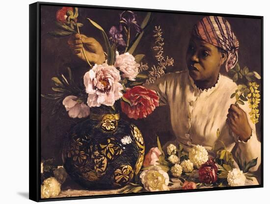 Negress with Peonies, 1870-Frederic Bazille-Framed Stretched Canvas