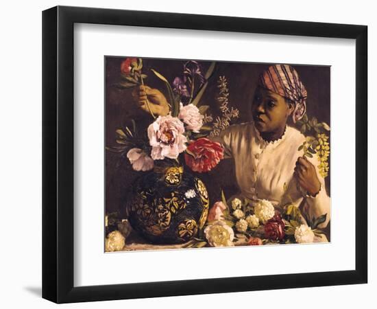 Negress with Peonies, 1870-Frederic Bazille-Framed Premium Giclee Print