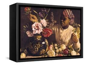 Negress with Peonies, 1870-Frederic Bazille-Framed Stretched Canvas
