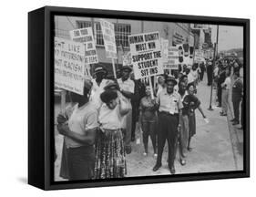 Negro Civil Rights Demonstration Outside Gop Convention Hall-null-Framed Stretched Canvas