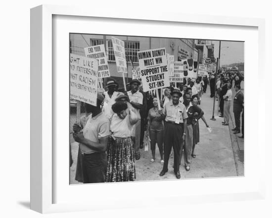 Negro Civil Rights Demonstration Outside Gop Convention Hall-null-Framed Photographic Print