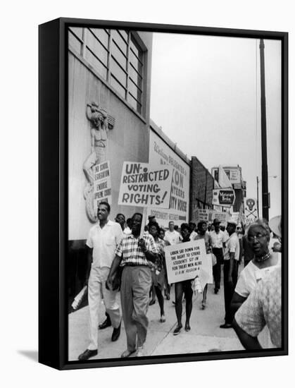 Negro Demonstration for Strong Civil Right Plank Outside Gop Convention Hall-Francis Miller-Framed Stretched Canvas