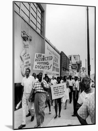 Negro Demonstration for Strong Civil Right Plank Outside Gop Convention Hall-Francis Miller-Mounted Photographic Print