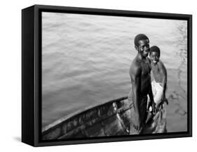 Negro Diving Boys, Nassau, W.I.-null-Framed Stretched Canvas